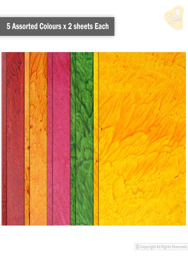 Lakeer A4 Handmade Paper -Tiger Design, 5 Colours X 2 Sheets Each, Pack of 10 Sheets, for Art & Craft, Decoration, Greeting Card, Envelop Making, Etc - Image 3